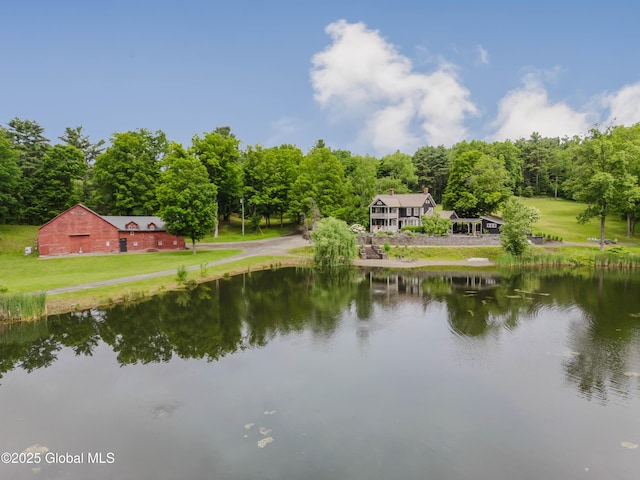 88 Mac Brown Rd, Claverack, NY 12513 - water view featuring a barn and a forest