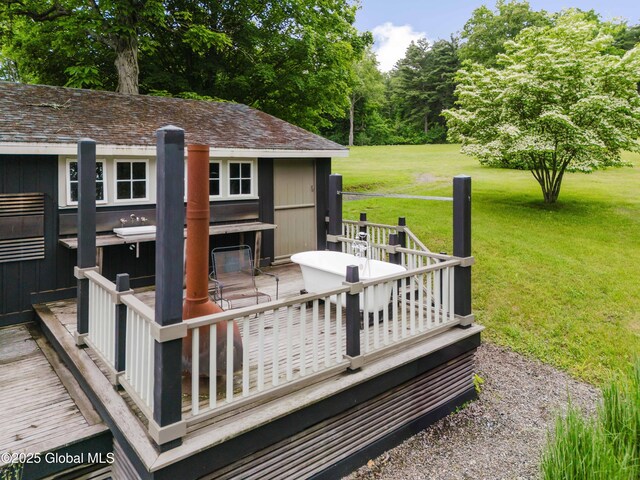 88 Mac Brown Rd, Claverack, NY 12513 - wooden terrace featuring a lawn