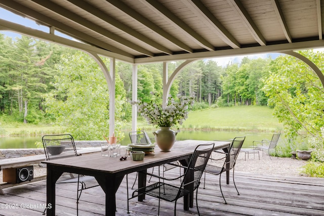 88 Mac Brown Rd, Claverack, NY 12513 - wooden terrace featuring outdoor dining area and a water view