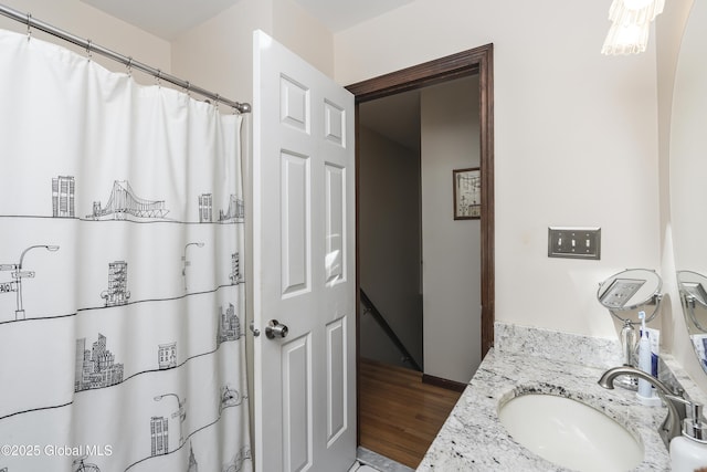 2 Eddy Ln, East Greenbush, NY 12144 - full bath with vanity, wood finished floors, and a shower with curtain