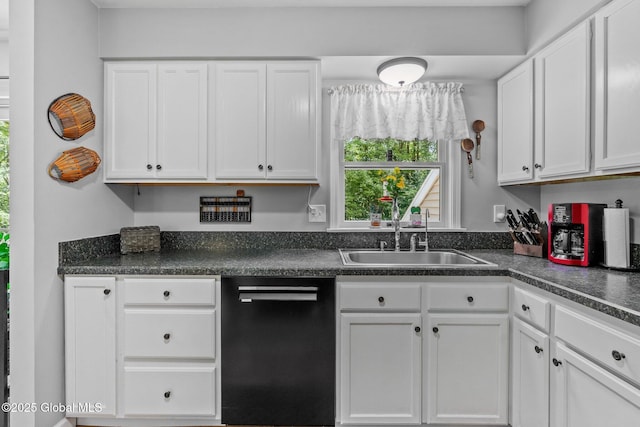 25 Mockingbird Ln, Queensbury, NY 12804 - kitchen with dishwasher, dark countertops, and white cabinetry