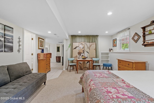 25 Mockingbird Ln, Queensbury, NY 12804 - bedroom with recessed lighting, light colored carpet, and light tile patterned floors