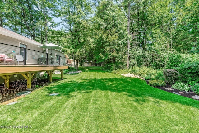 25 Mockingbird Ln, Queensbury, NY 12804 - view of grassy yard featuring a deck