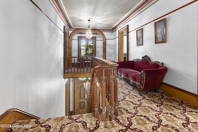 359 Wall St, Northumberland, NY 12871 - hallway with a chandelier and crown molding