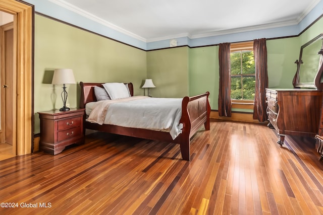 359 Wall St, Northumberland, NY 12871 - bedroom with hardwood / wood-style floors and crown molding