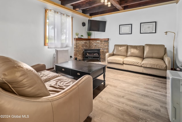 359 Wall St, Northumberland, NY 12871 - living area with beamed ceiling and wood finished floors