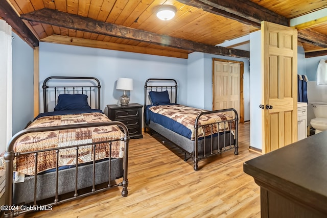 359 Wall St, Northumberland, NY 12871 - bedroom with a wood ceiling with exposed beams and light wood-style floors