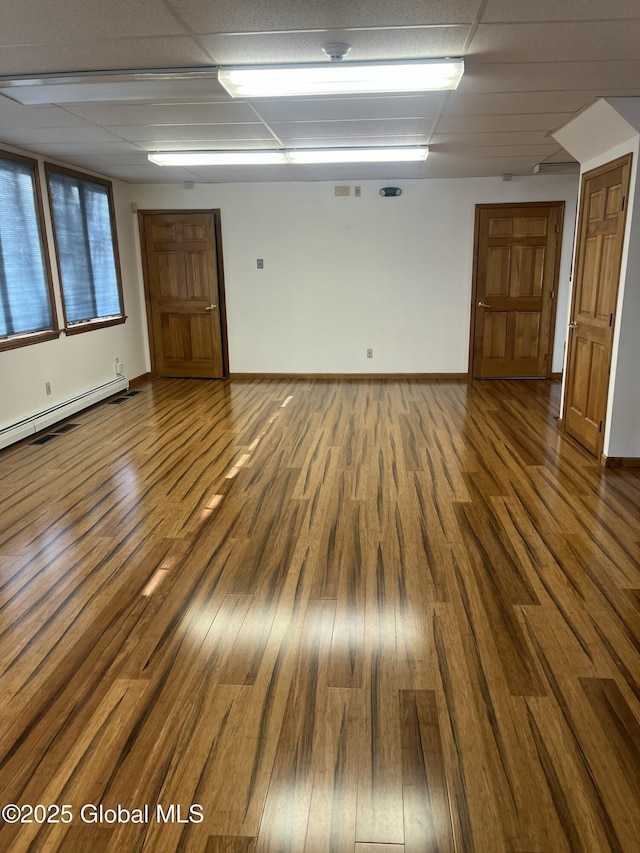 336 State Route 29, Greenwich, NY 12834 - empty room with wood finished floors, a paneled ceiling, and baseboard heating