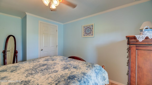 88 County Route 26a, Stuyvesant, NY 12173 - bedroom with ornamental molding, wood finished floors, and ceiling fan
