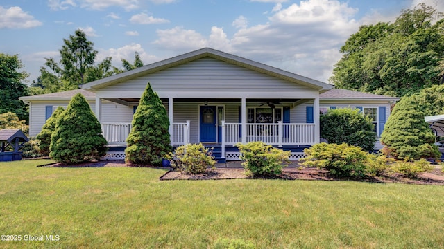 88 County Route 26a, Stuyvesant, NY 12173 - view of front facade with a front yard, a porch, and ceiling fan