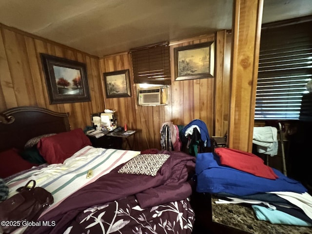 27 Sloan St, Albany, NY 12202 - bedroom featuring cooling unit and wooden walls