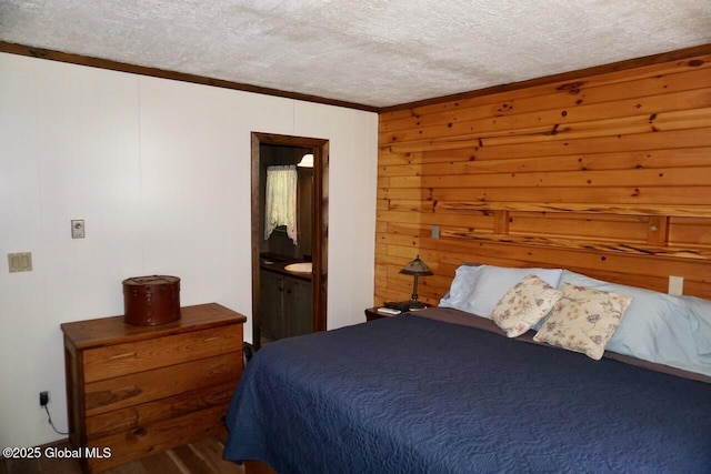469 Military Rd, Edinburg, NY 12134 - bedroom with a textured ceiling, connected bathroom, and crown molding