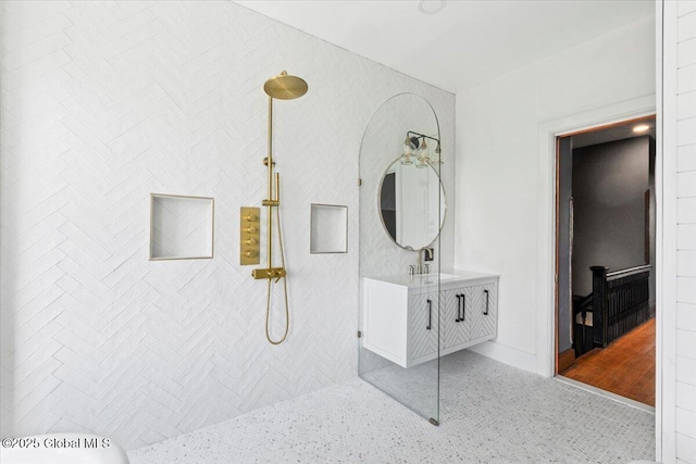 218 Lancaster St, Albany, NY 12210 - bathroom featuring vanity and a tile shower