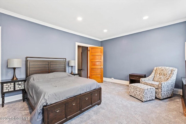 218 Lancaster St, Albany, NY 12210 - bedroom featuring carpet flooring, ornamental molding, and recessed lighting