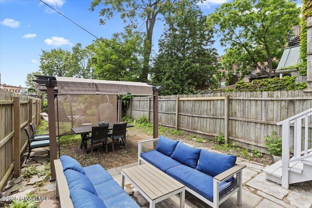 218 Lancaster St, Albany, NY 12210 - fenced backyard featuring outdoor lounge area, a patio area, and outdoor dining space