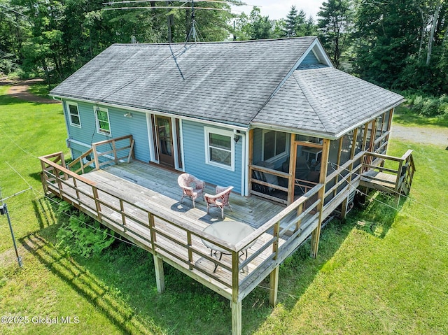 64 Coon Ln, Salem, NY 12865 - deck featuring a lawn and a sunroom
