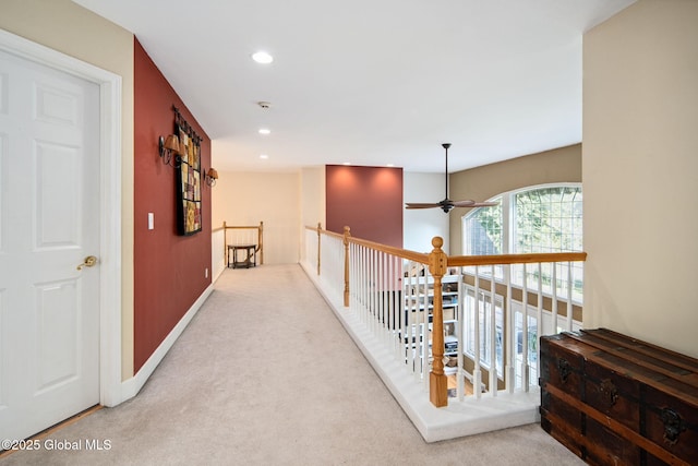 18 Beresford Rd, Clifton Park, NY 12019 - hallway with carpet floors, recessed lighting, and an upstairs landing