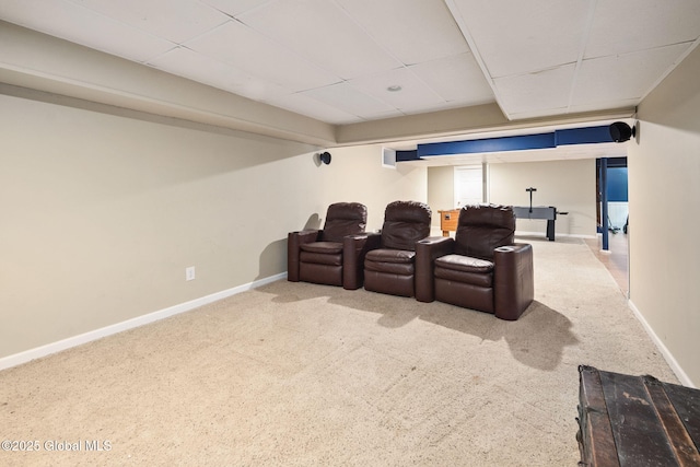 18 Beresford Rd, Clifton Park, NY 12019 - carpeted home theater featuring a paneled ceiling and baseboards