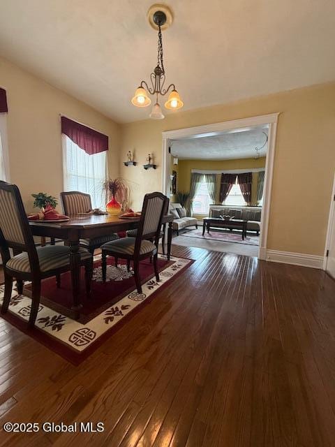 527 Pawling Ave, Troy, NY 12180 - dining area with hardwood / wood-style floors and a chandelier