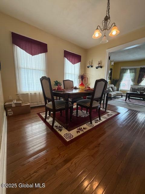 527 Pawling Ave, Troy, NY 12180 - dining room with hardwood / wood-style flooring and a chandelier