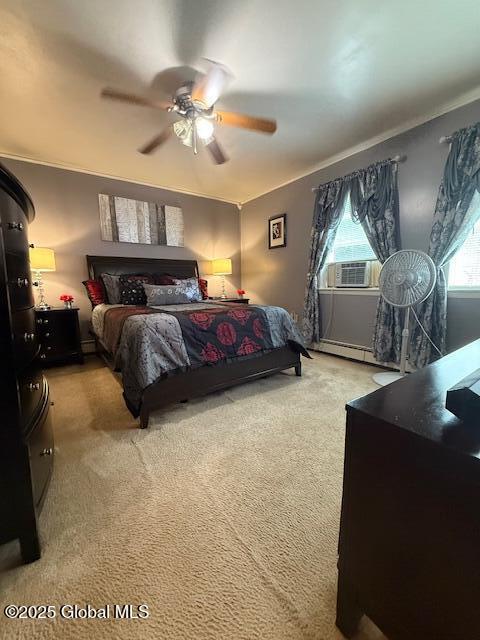 527 Pawling Ave, Troy, NY 12180 - bedroom featuring light carpet, multiple windows, and a baseboard radiator