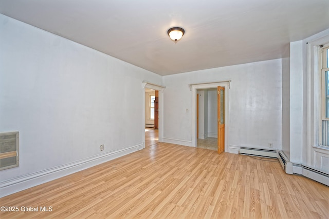850 Peoples Ave, Troy, NY 12180 - unfurnished room featuring light wood-style floors, a baseboard radiator, and heating unit