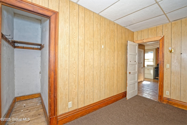 850 Peoples Ave, Troy, NY 12180 - unfurnished room featuring wood walls and carpet flooring