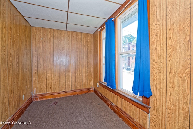 850 Peoples Ave, Troy, NY 12180 - spare room with carpet and wooden walls