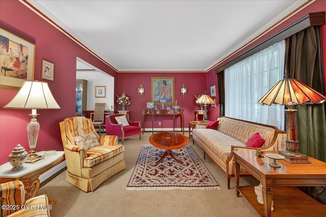 62 Pheasant Ridge Dr, Colonie, NY 12211 - carpeted living area featuring ornamental molding