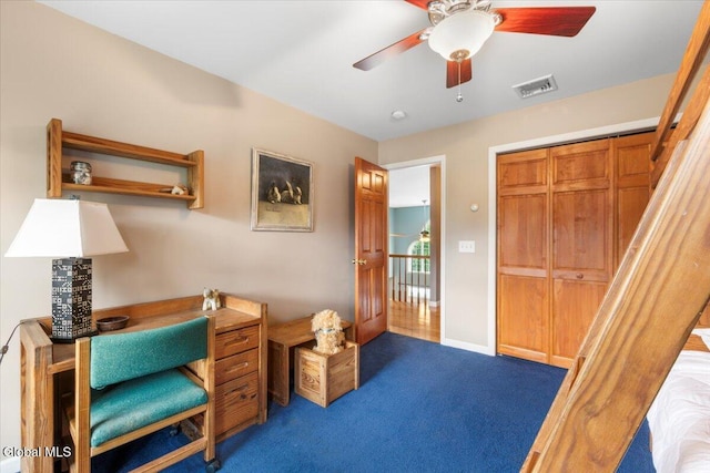 14 Maplecrest Dr, Ravena, NY 12143 - carpeted office space featuring a ceiling fan and baseboards