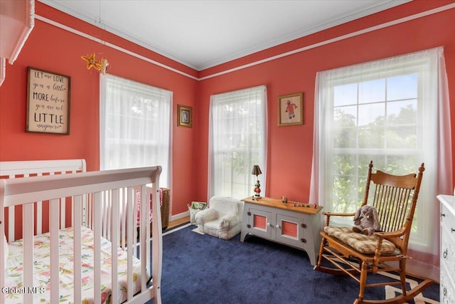 14 Maplecrest Dr, Ravena, NY 12143 - bedroom featuring multiple windows, carpet flooring, and ornamental molding