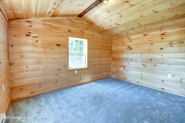 135 Lafayette St, Palatine Bridge, NY 13428 - additional living space featuring wood ceiling, wooden walls, lofted ceiling, carpet floors, and a baseboard heating unit