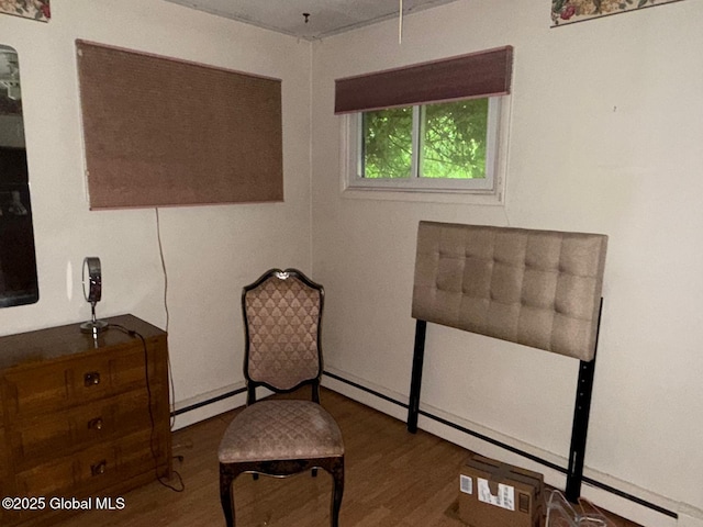 370 Partridge St, Albany, NY 12208 - living area featuring wood finished floors and a baseboard heating unit