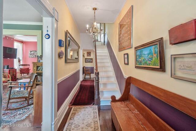 8 Front St, Schenectady, NY 12305 - staircase with a chandelier and wood finished floors