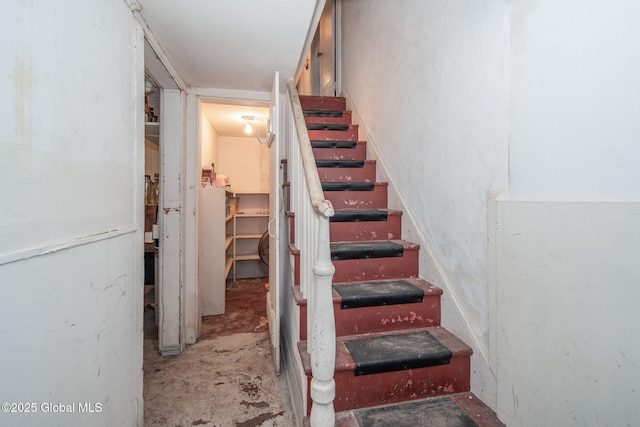 8 Front St, Schenectady, NY 12305 - stairs featuring unfinished concrete flooring