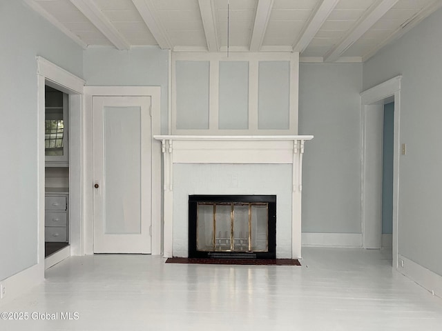 302-304 Quail St, Albany, NY 12208 - detailed view of a fireplace with flush hearth and beamed ceiling