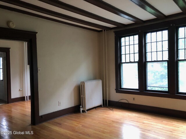 302-304 Quail St, Albany, NY 12208 - empty room with radiator, light wood-type flooring, and a smoke detector