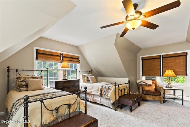 15 Green Harbour Ln, Lake George, NY 12845 - carpeted bedroom featuring vaulted ceiling and a ceiling fan