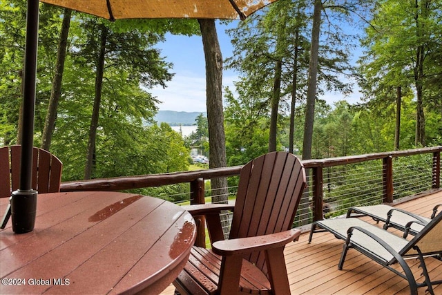 15 Green Harbour Ln, Lake George, NY 12845 - deck featuring a mountain view
