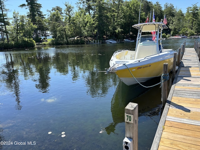 15 Green Harbour Ln, Lake George, NY 12845 - dock with a water view and view of scattered trees