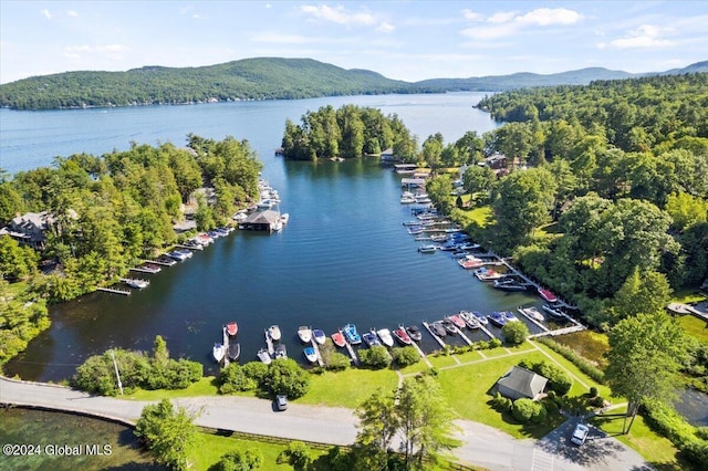 15 Green Harbour Ln, Lake George, NY 12845 - drone / aerial view of a water and mountain view and a forest