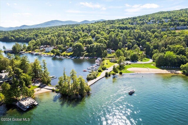 15 Green Harbour Ln, Lake George, NY 12845 - drone / aerial view of a heavily wooded area and a water and mountain view