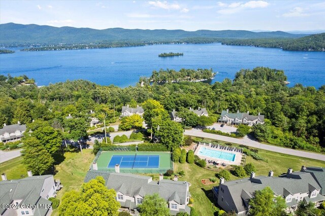 15 Green Harbour Ln, Lake George, NY 12845 - aerial view of a water and mountain view and a pool area