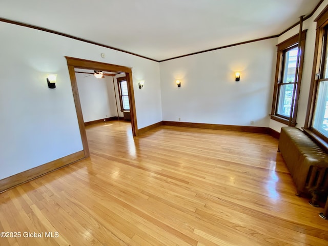 8 Mapleridge Ave, Albany, NY 12209 - spare room with radiator heating unit, crown molding, and light wood-style floors