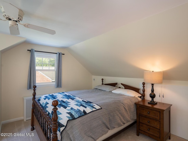 2 Arthur Rd, Colonie, NY 12110 - bedroom with vaulted ceiling, ceiling fan, and light carpet