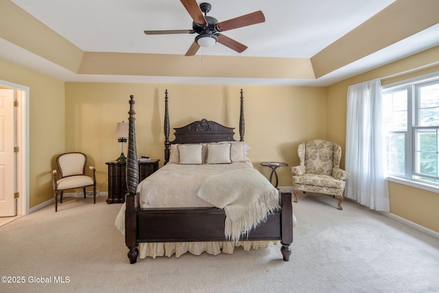 16 Callaway Cir, Colonie, NY 12211 - bedroom featuring carpet, a tray ceiling, and ceiling fan