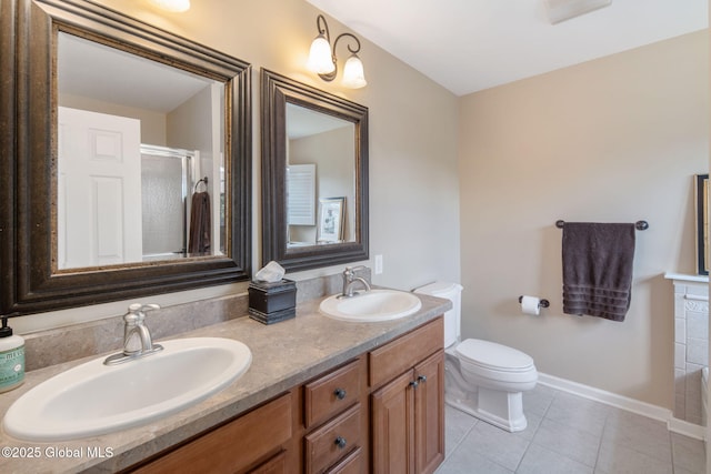 16 Callaway Cir, Colonie, NY 12211 - full bath with double vanity, a shower with door, and tile patterned floors