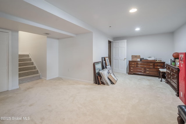 16 Callaway Cir, Colonie, NY 12211 - finished basement with carpet flooring, recessed lighting, and stairs