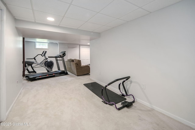 16 Callaway Cir, Colonie, NY 12211 - exercise area with carpet floors, recessed lighting, and a paneled ceiling