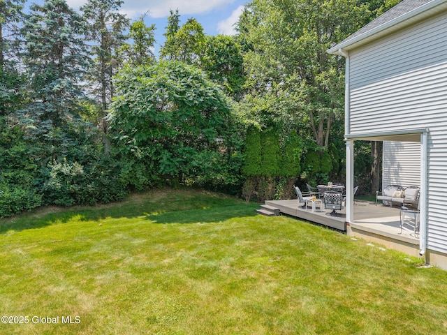 16 Callaway Cir, Colonie, NY 12211 - view of grassy yard featuring a wooden deck